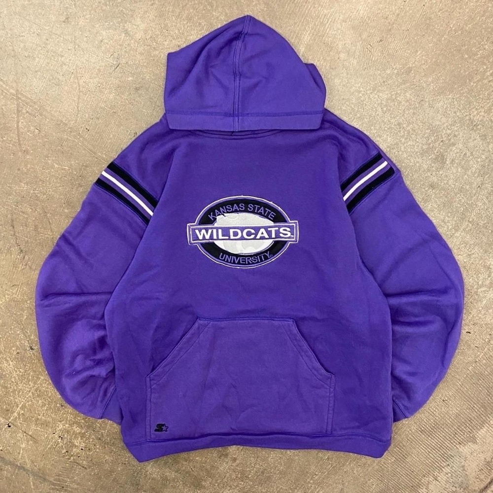 Vintage Kansas State Wildcats Starter 2000s Purple College Hoodie Size Medium